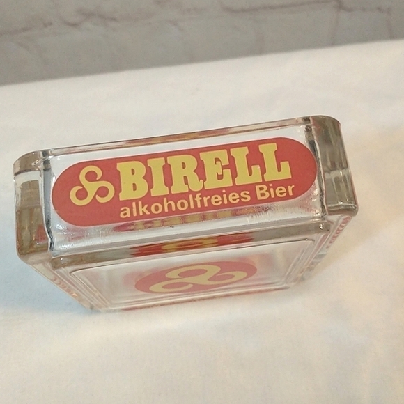 VTG Glass Ashtray Birell Alkoholfreies Bier Square Red Yellow German Advertising - Picture 5 of 7